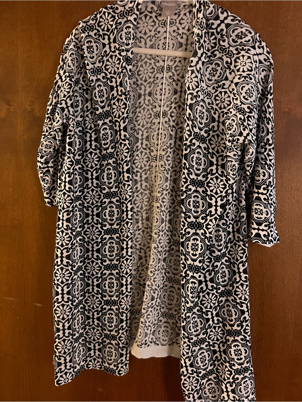 Chico's Black and White Geometric Swim Coverup